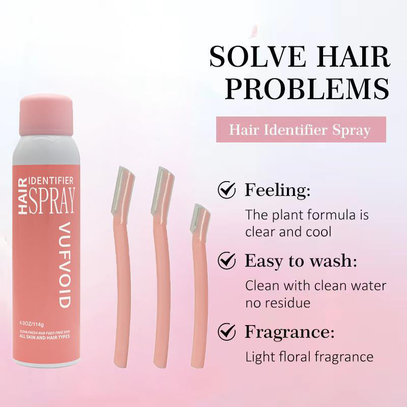 VUFVOID Hair Identifier Spray with 3 razors for Hair Removal