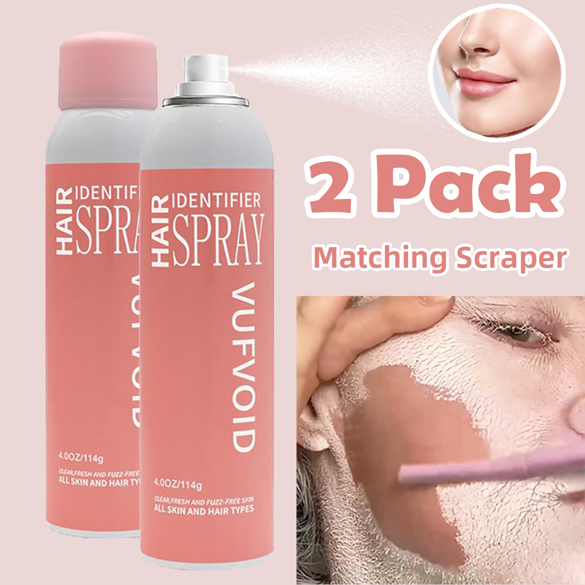 VUFVOID Hair Identifier Spray with 3 razors for Hair Removal